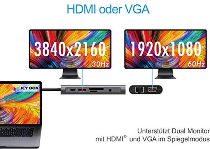 Image du produit Icy Box IB-DK4040-CPD - USB Type-C mini Dock PD (USB-C, 10 Ports)