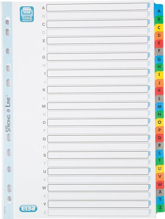 Produktbild Elba Mylar-Kartonregister A-Z, ohne "ST"-"SCH", 26-teilig, DIN A4, extra breit, Maße: (B)230 x