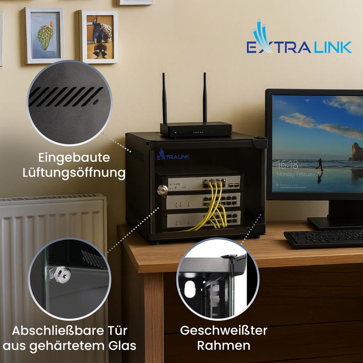 Productafbeelding Extralink LITE 6U 10" REK 280X310 WANDGEMONTEERD ZWART (6 HE, 10 inch rek)