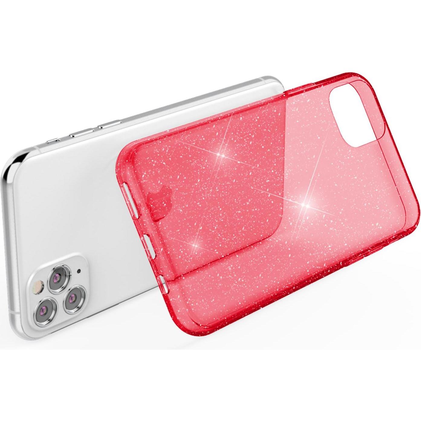 Thumbnail - Nalia Klare Glitzer Silikon Hülle (Apple iPhone 11 Pro), Smartphone Hülle, Rot