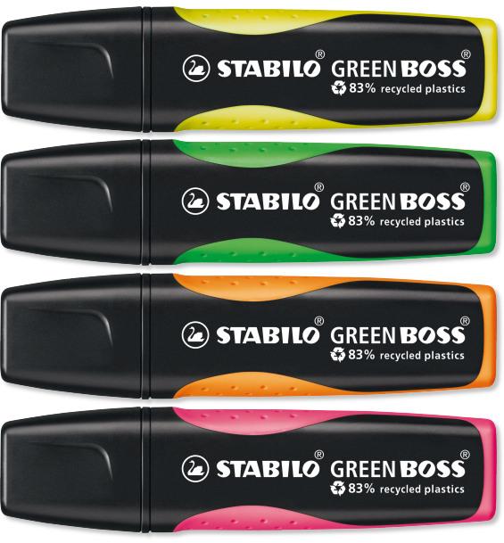 Produktbild STABILO GREEN BOSS Textmarker (Orange, Gelb, Grün, Pink, 5 mm, 4 x)
