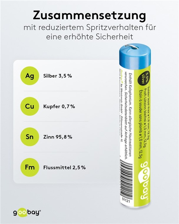 Actual product image Goobay Professional solder lead-free, ø 1.0 mm, 12.5 g (Solder)
