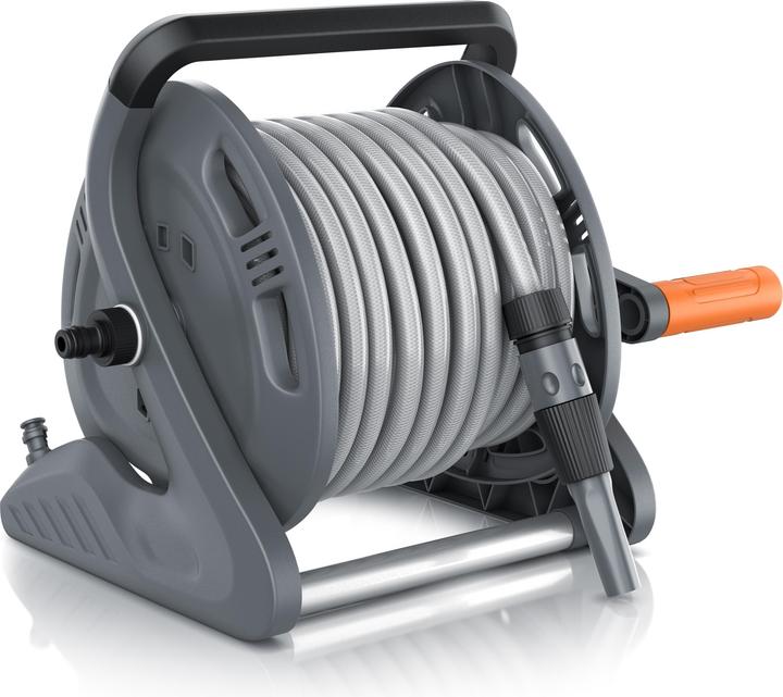 Brandson Schlauchtrommel Schlauchbox mit 20m Gartenschlauch, Drehgriff, Nachtropfstopp, Wandmontage (20 m)