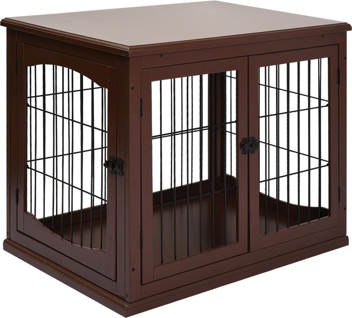 PawHut Hundekäfig MDF, Metall Braun (Gabbia per cani)