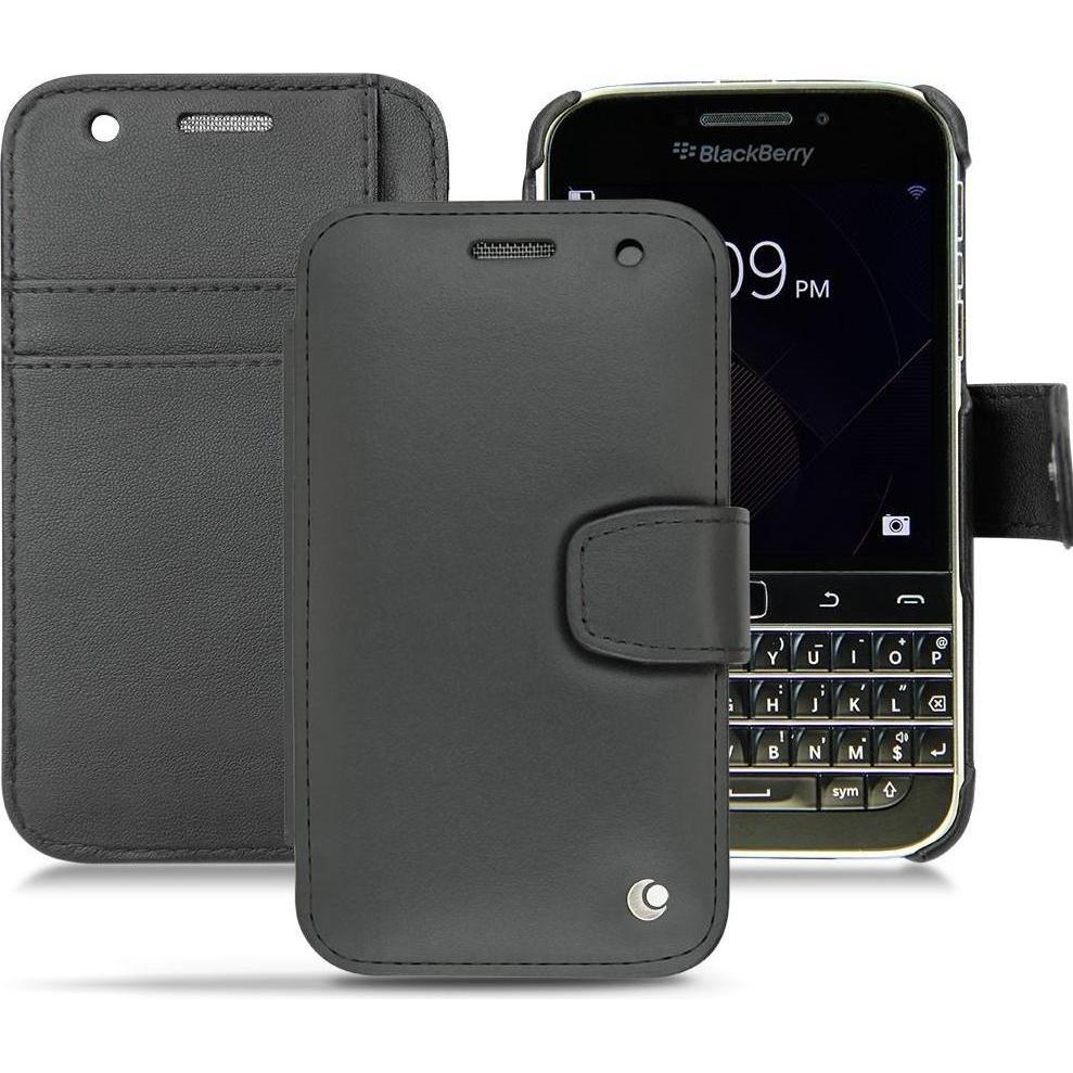 Noreve Lederschutzhülle Wallet (Blackberry Classic), Smartphone Hülle, Schwarz