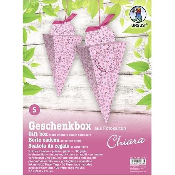 Ursus, Geschenkverpackung, Geschenkbox Chiara 7,5x20x7,5cm VE=5 Stück Motiv: 05 (Geschenkbox, 5 x)