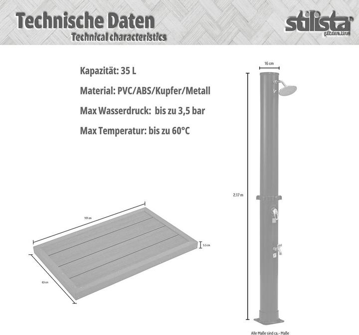 Actual product image Stilista Solar shower + floor element