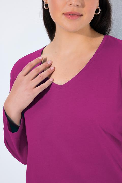 Produktbild Ulla Popken Shirt, V-Ausschnitt, Relaxed, Langarm (42, 44)