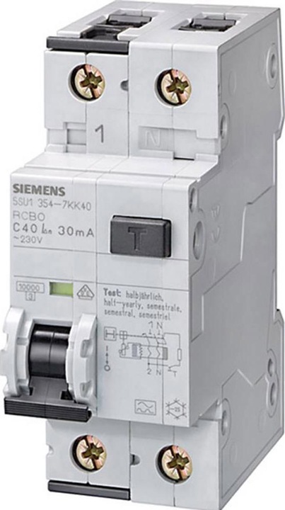 Immagine prodotto Siemens RCBO tipo A 30mA, 10kA, 1+N-polo B 13A