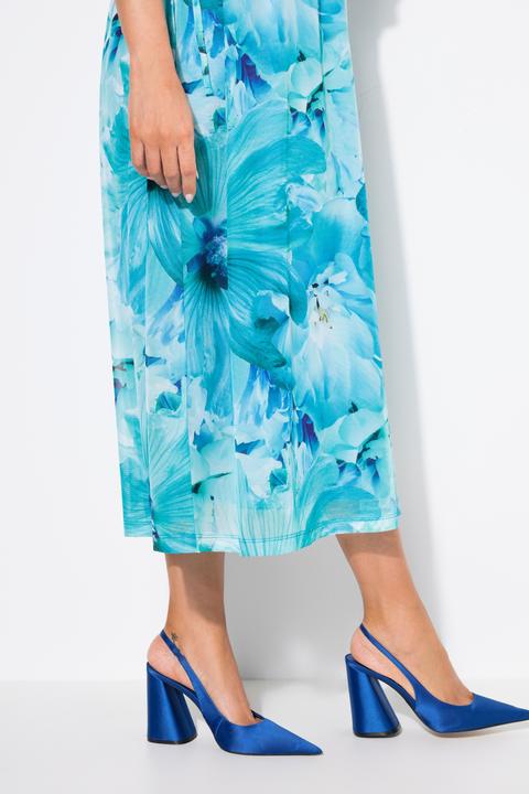 Produktbild Ulla Popken Mesh-Maxikleid, Blüten, V-Ausschnitt, 3/4-Ärmel (60)