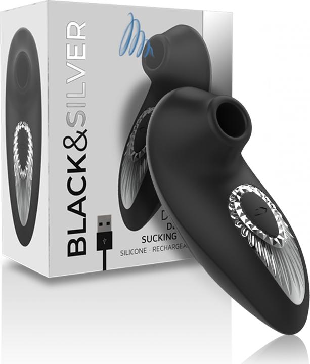 Actual product image Black&Silver - Drake Deluxe Sucking Vibe Silicone Rechargeable Black