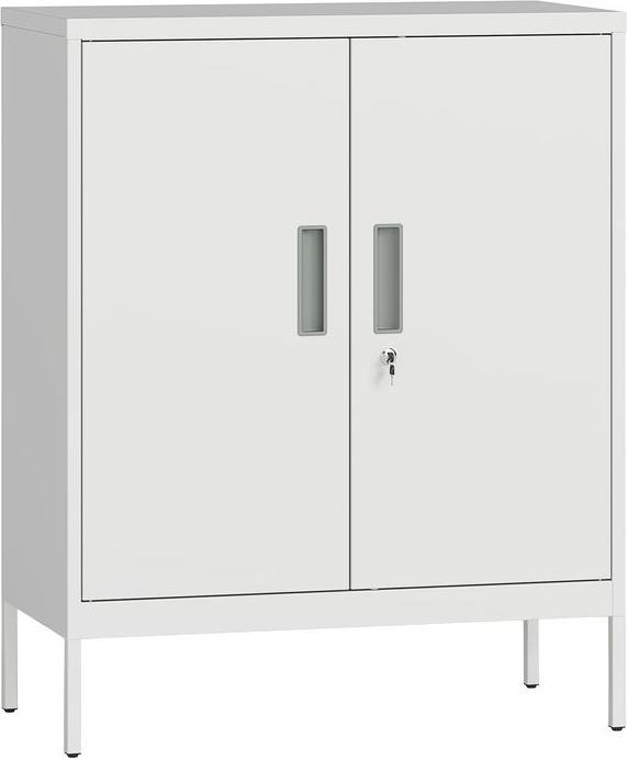 Swisshandel24 Aktenschrank, abschliessbar, 2 Türen, verstellbare Regale, Weiss (80 x 40 x 100 cm)