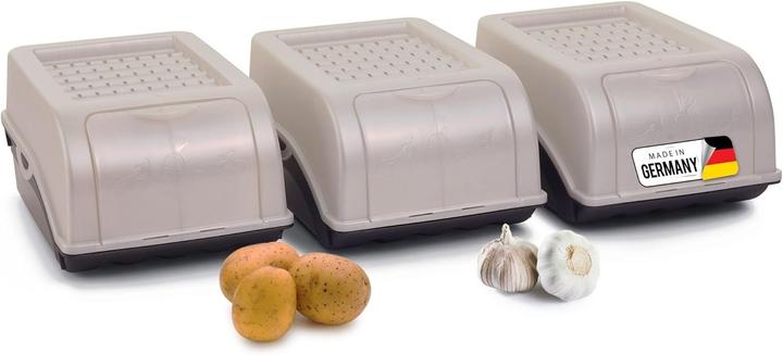 Novaliv Potato storage box | 3x small 3.5L | PERLMUT white | onion box | vegetable box stackable potato (3.50 l)