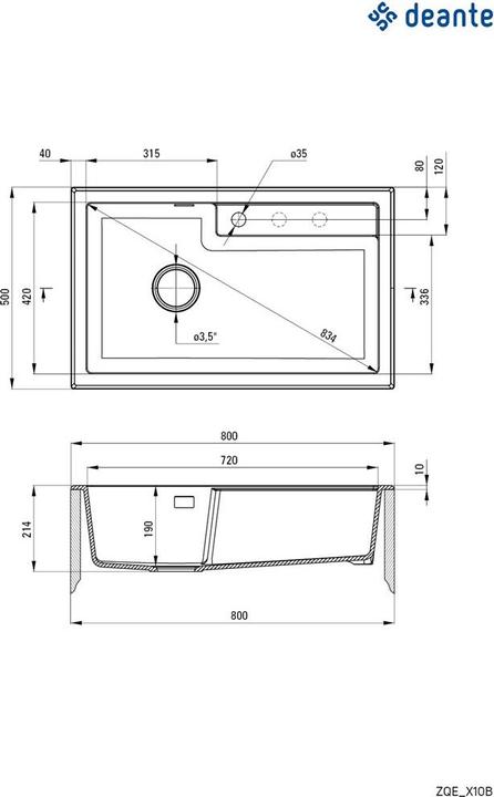 Actual product image Deante Granite sink with 1 bowl (80 cm, 50 cm)