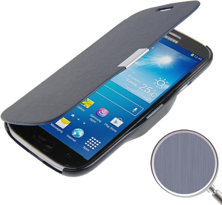 Produktbild König Design Handyhülle Tasche für Samsung Galaxy S4 mini i9190 dunkelblau gebürstet