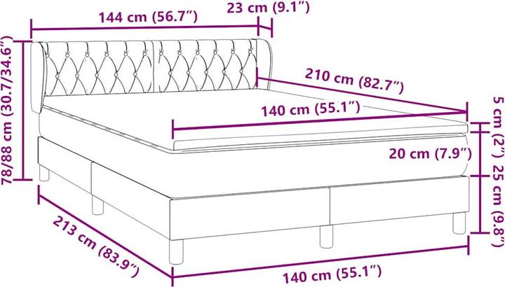 Image du produit vidaXL Boxspringbett (140 x 210 cm)