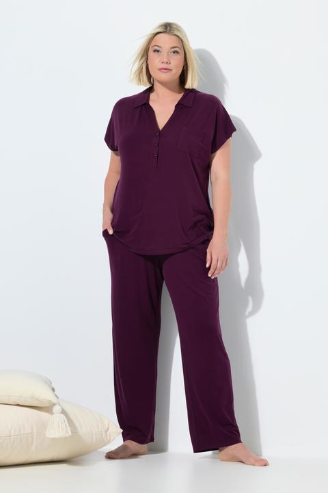 Produktbild Ulla Popken Pyjama, oversized, Zweiteiler, Hemdkragen, Halbarm (50, 52)