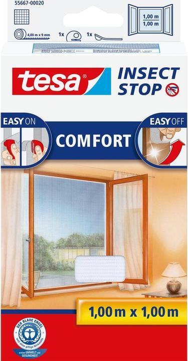 Actual product image tesa Insect screen COMFORT for windows, with Velcro tape, self-adhesive, without drilling (100 x 100 cm)