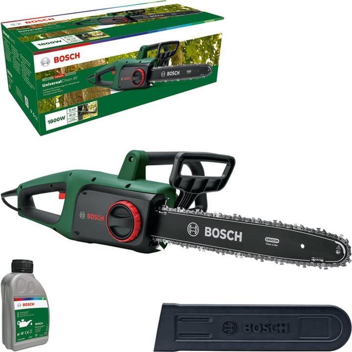 Bosch Home & Garden Kettensäge 40 cm mit Kettensägenöl, Mit Kettensägenöl, Neues Design | Classic Green