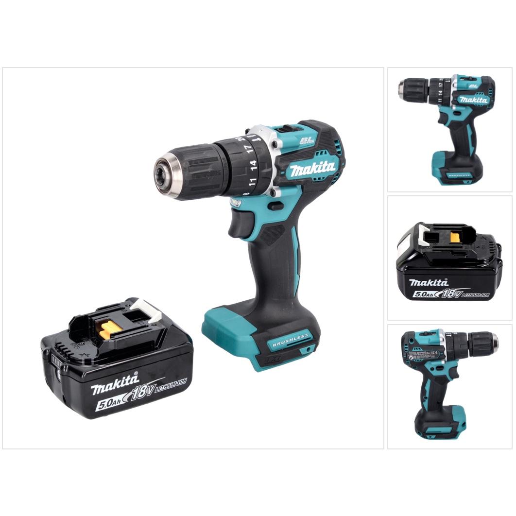 Makita, Trapano + Avvitatore a batteria, DHP 487 T1 Perceuse-visseuse à percussion sans fil 18 V 40 Nm Brushless + 1x batteria 5.0 Ah