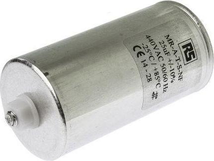 Produktbild RS PRO Motorkondensator, 25uF, 440V, Metallisiertes Polypropylen, Schraubklemme