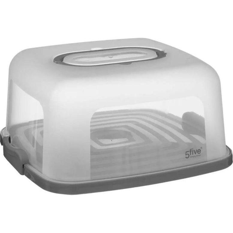 5Five Behälter für Kuchen und Gebäck - 30 x 30 x 17 cm, Kuchentransportbox, Grau