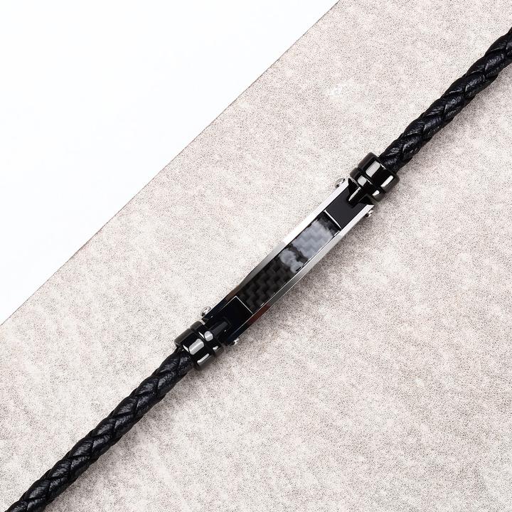 Immagine prodotto Morellato Bracciale moderno da uomo in pelle nera Moody SQH59 (21 cm, Cuoio, Acciaio inossidabile, Carbone)