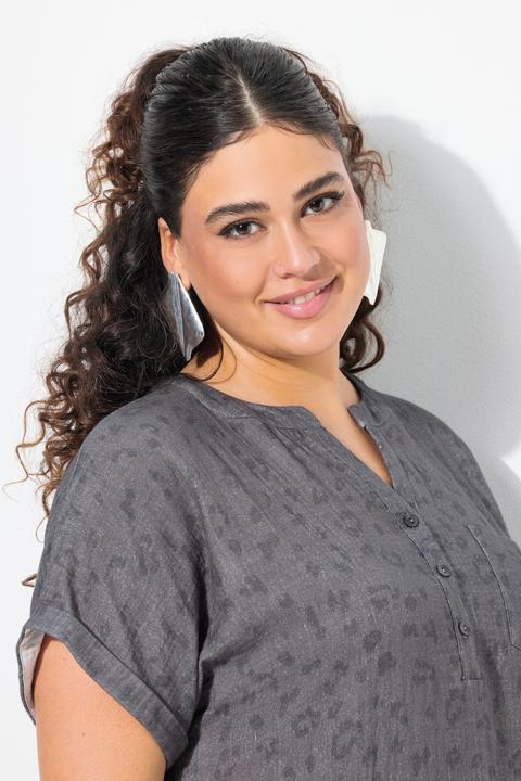 Produktbild Ulla Popken Musselin-Bluse, Oversized, Tunika-Ausschnitt, Halbarm (58)