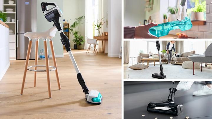 Immagine prodotto Bosch Hausgeräte Scopa elettrica lavapavimenti 2in1 Unlimited 7 ProHygienic Aqua Bianco