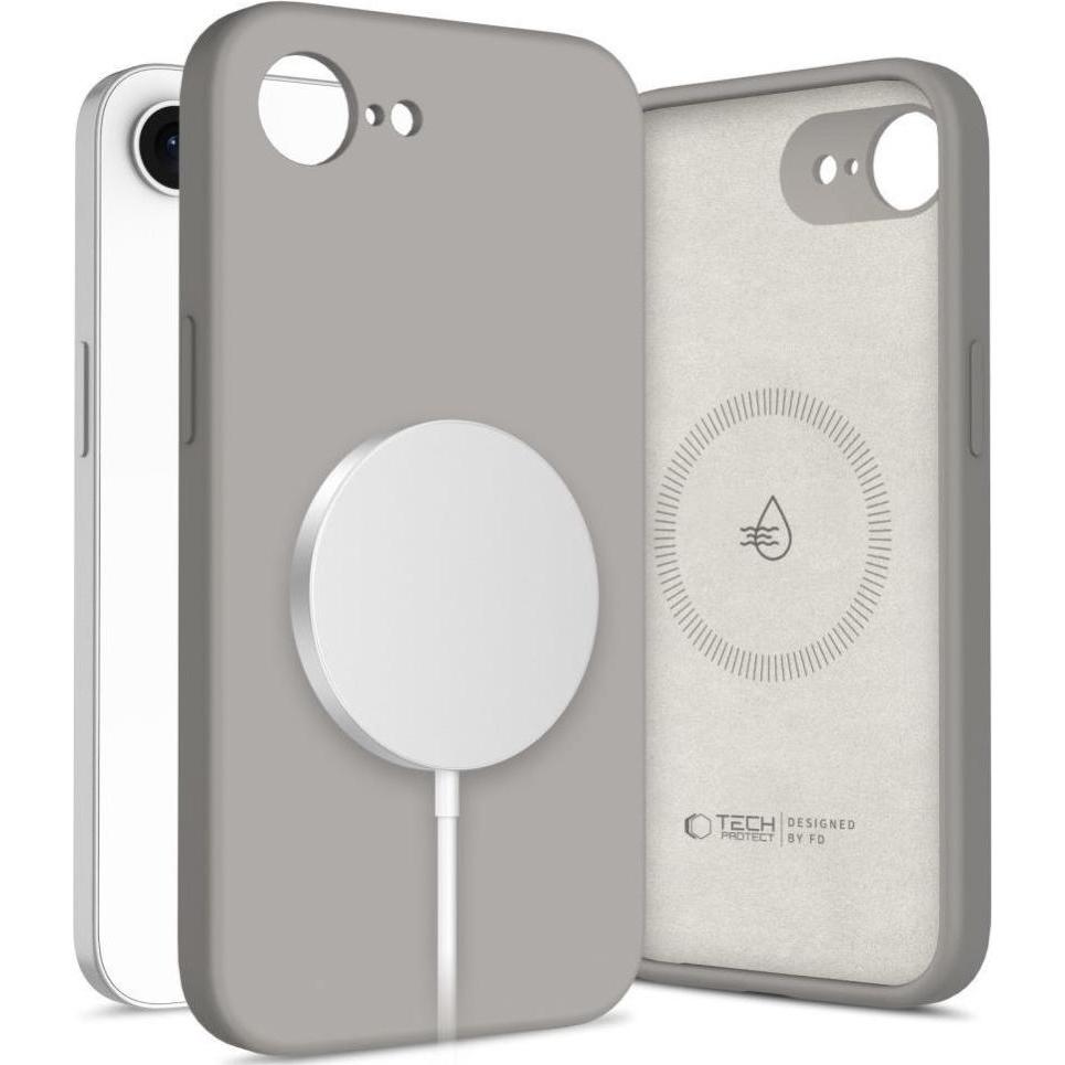 Tech-Protect Silikon Magsafe Iphone 16e / 17e Steingrau (Apple iPhone 16e, Apple iPhone 17), Cover smartphone, Grigio