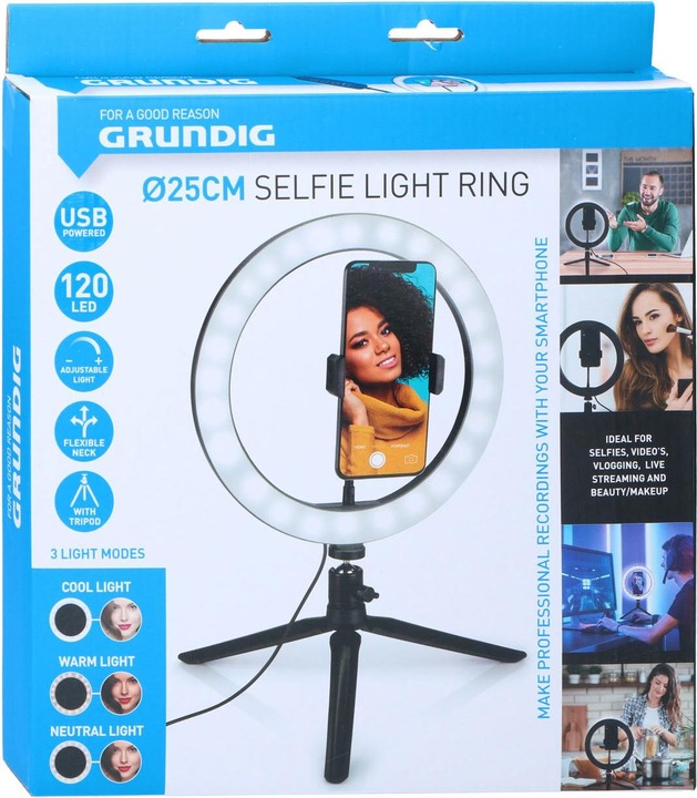 Image du produit Grundig Anneau lumineux pour selfie 120 LED, 25cm