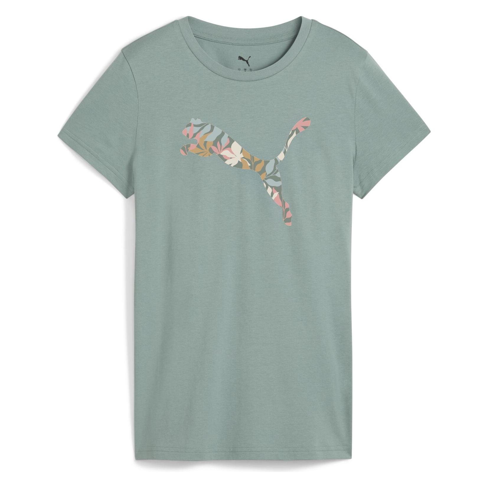 Puma, Herren, Sportshirt, Graphics Floral Cat Logo Tee (S), Grün, S