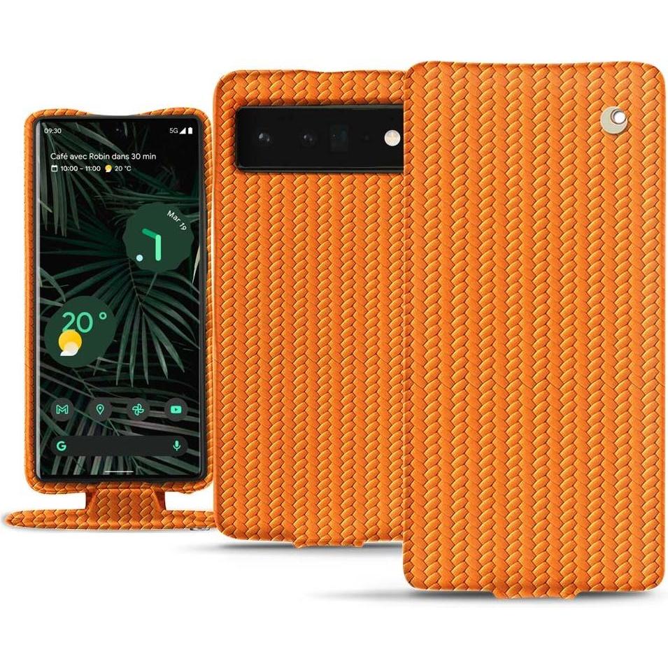 Noreve Lederschutzhülle vertikal (Google Pixel 6 Pro), Smartphone Hülle, Orange