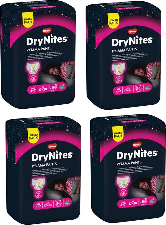 Huggies Night Diapers Jumbo Pack Girl 4-7 years (Size M, Monthly box, 64 Piece)