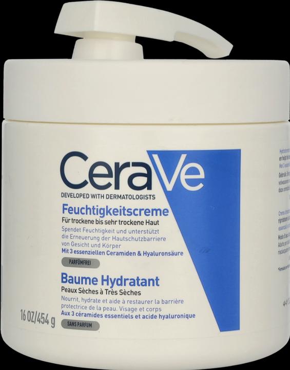 Produktbild CeraVe Feuchtigkeitscreme: Reichhaltige Creme für trockene bis sehr trockene Haut für Gesicht und Körper (Körpercreme, 454 ml)