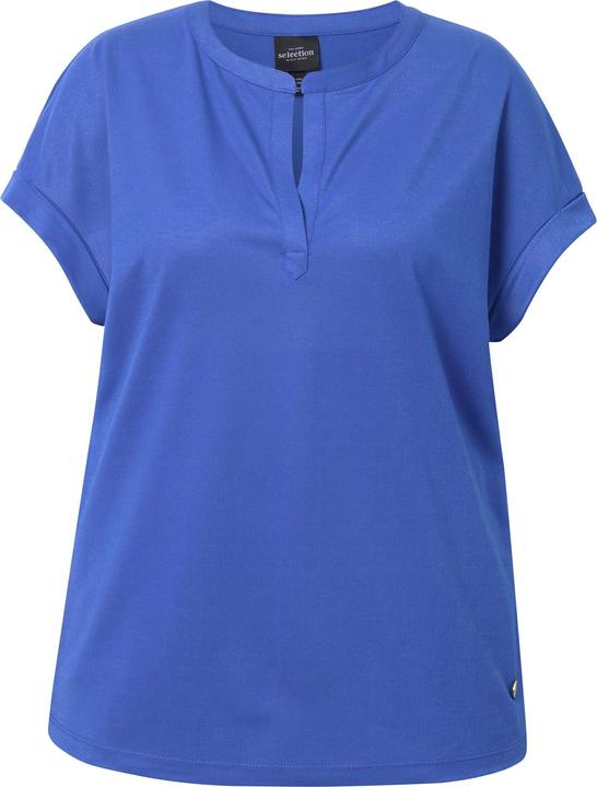 Actual product image Ulla Popken Split Neck Cap Sleeve Shimmer Tee (62)