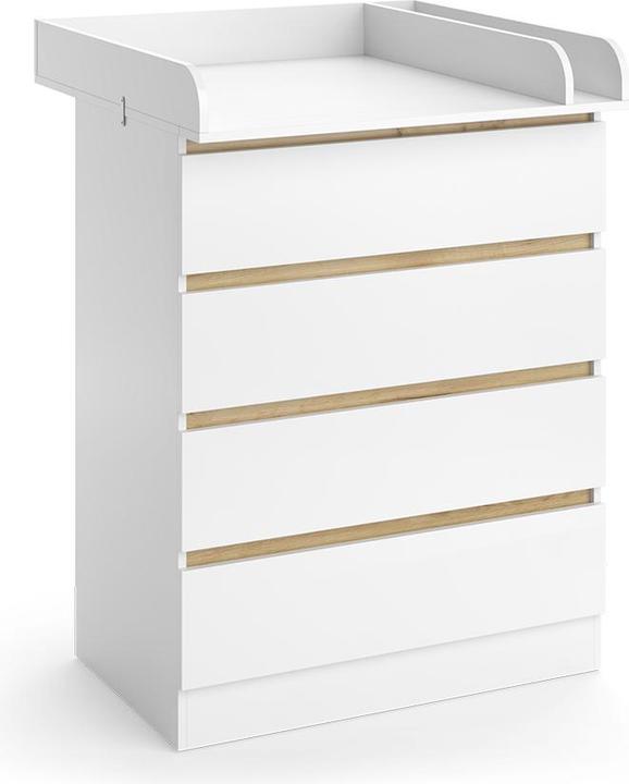 Produktbild VitaliSpa Wickelkommode Emmi, Weiss/Goldkraft Eiche, 80 x 111.7 cm mit 4 Schubladen