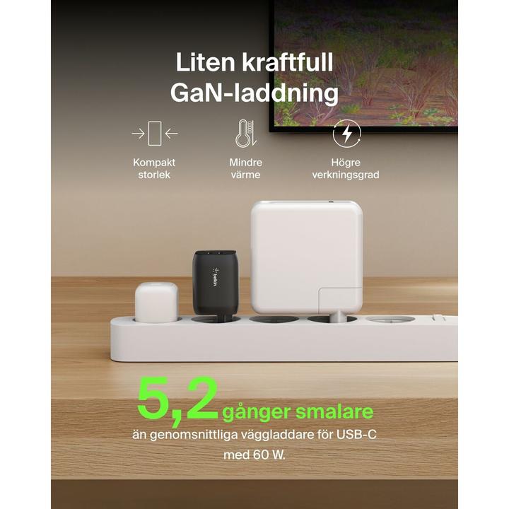Immagine prodotto Belkin Gaming USB-C Ladegerät 65 Watt, GaN schwarz ENA007kqBK (65 W, 2 porte)