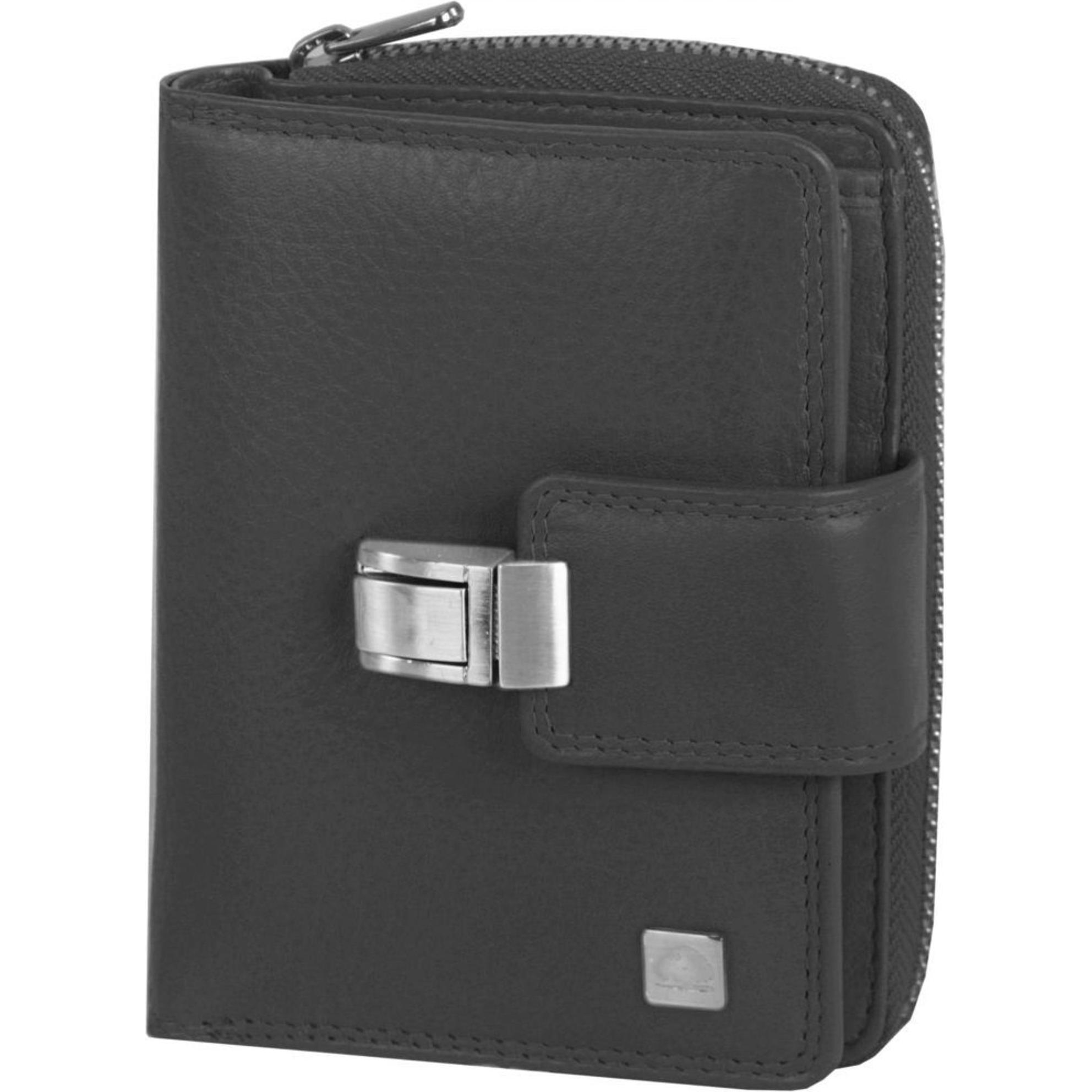 Greenburry, Damen, Portemonnaie, Spongy Geldbörse Leder 9,5 cm, Schwarz