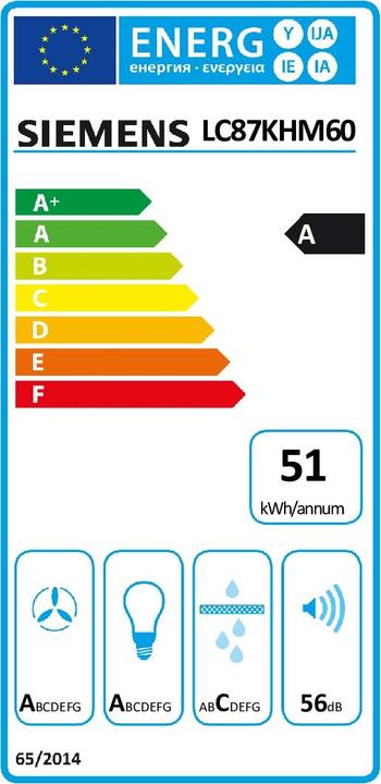 Energie-Label Siemens Lc87khm60 (Wandhaube)