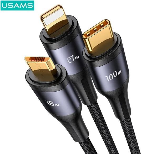 Produktbild Usams USB Typ C – Lightning, USB Typ C, Micro USB B (1.20 m, USB 2.0, 100 W)