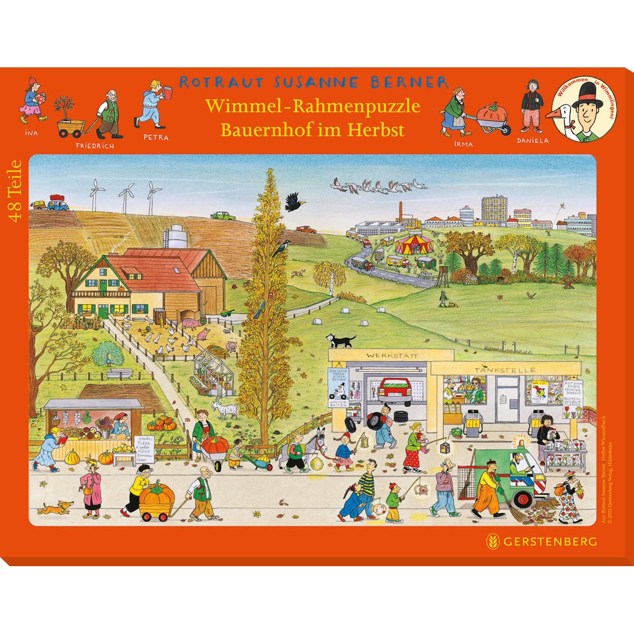 Gerstenberg Wimmel-Rahmenpuzzle Herbst Motiv Bauernhof (48 Teile)