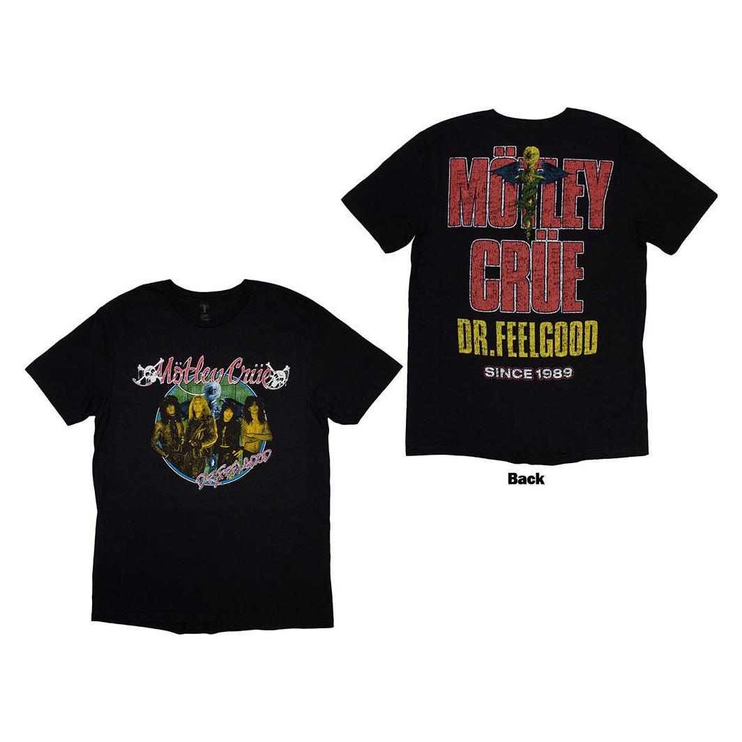 Motley Crue, Mannen, T-shirts, Dr Feelgood Circle Photo Back Print, Zwart, (L)