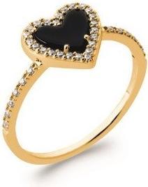 Produktbild Lara Vergoldeter RING - GR. 58 – ZIRKONIA – S. ONYX – HERZ (58)