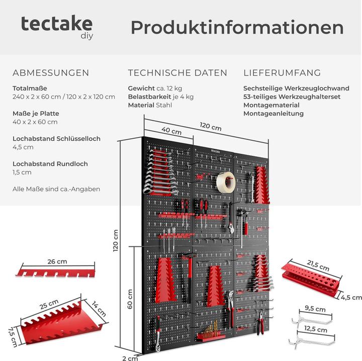 Image du produit tectake Werkzeuglochwand