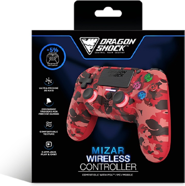 Image du produit DragonShock Controller Miraz Wireless rouge camo PS4 (PS4)