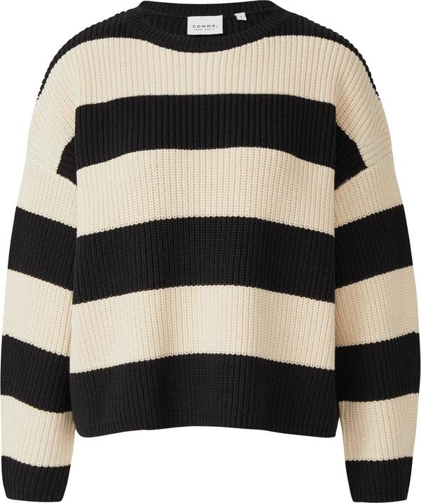 Produktbild Comma Strickpullover Ringelpullover aus Grobstrick mit dezenten Pailletten (XL)