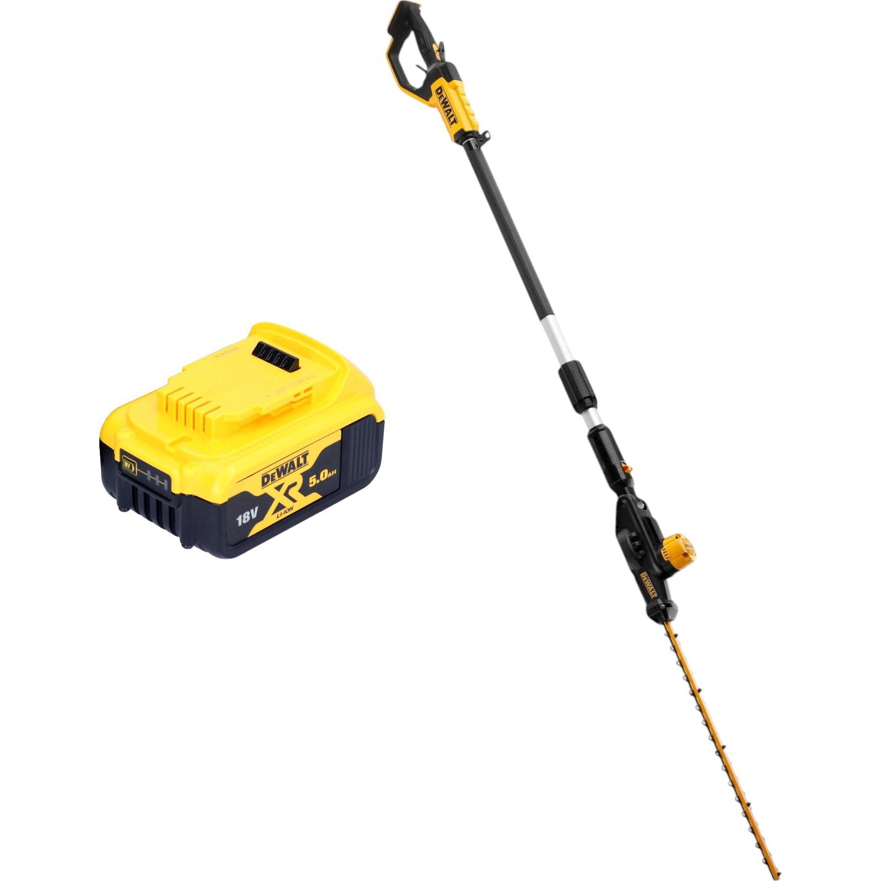 DeWalt, Heckenschere, DCMPH 566 N Akku Stabheckenschere 18 V 55 cm + 1x Akku 5,0 Ah - ohne Ladegerät (Akkuheckenschere)