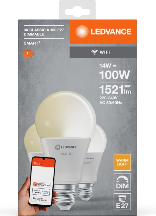 Immagine prodotto Ledvance Smart+ Wifi Classic (E27, 14 W, 1521 lm, 3 x, F)