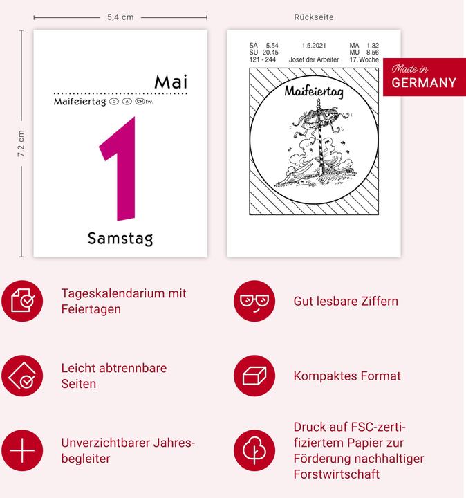 Image du produit Tagesabreisskalender klein 2026 (Allemand)